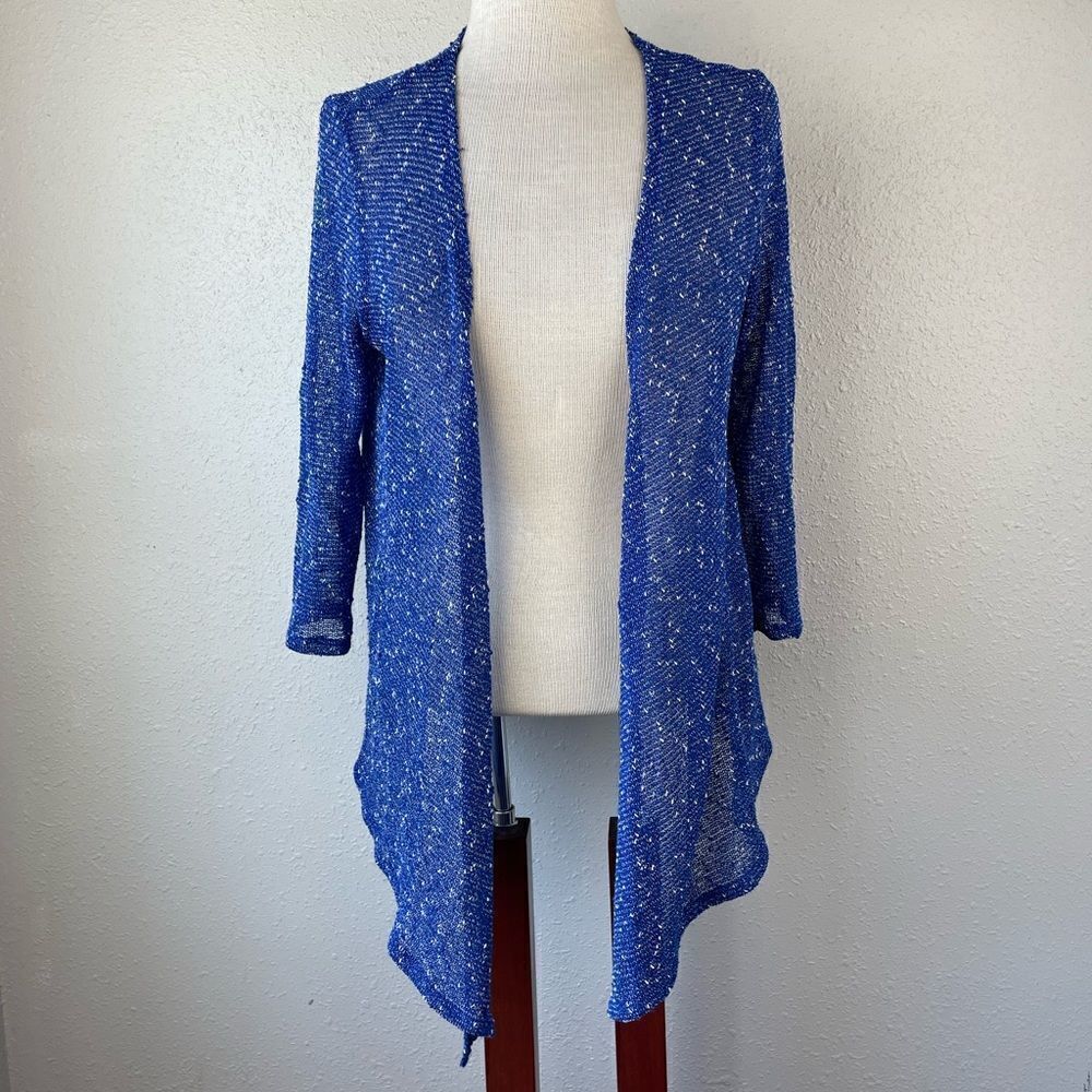 Easy Wear by Chicos Blue Cardigan Sweater Size 1 (Small) EUC